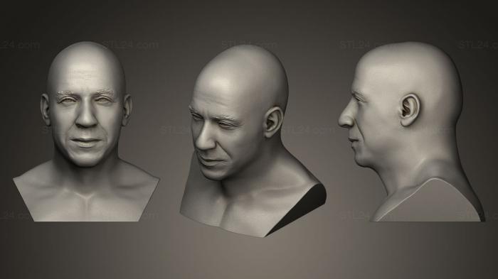 Бюсты и барельефы известных личностей (Вин Дизель голова, BUSTC_0638) 3D модель для ЧПУ станка